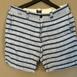 Men's Indigo Striped Irish Linen Shorts, 30